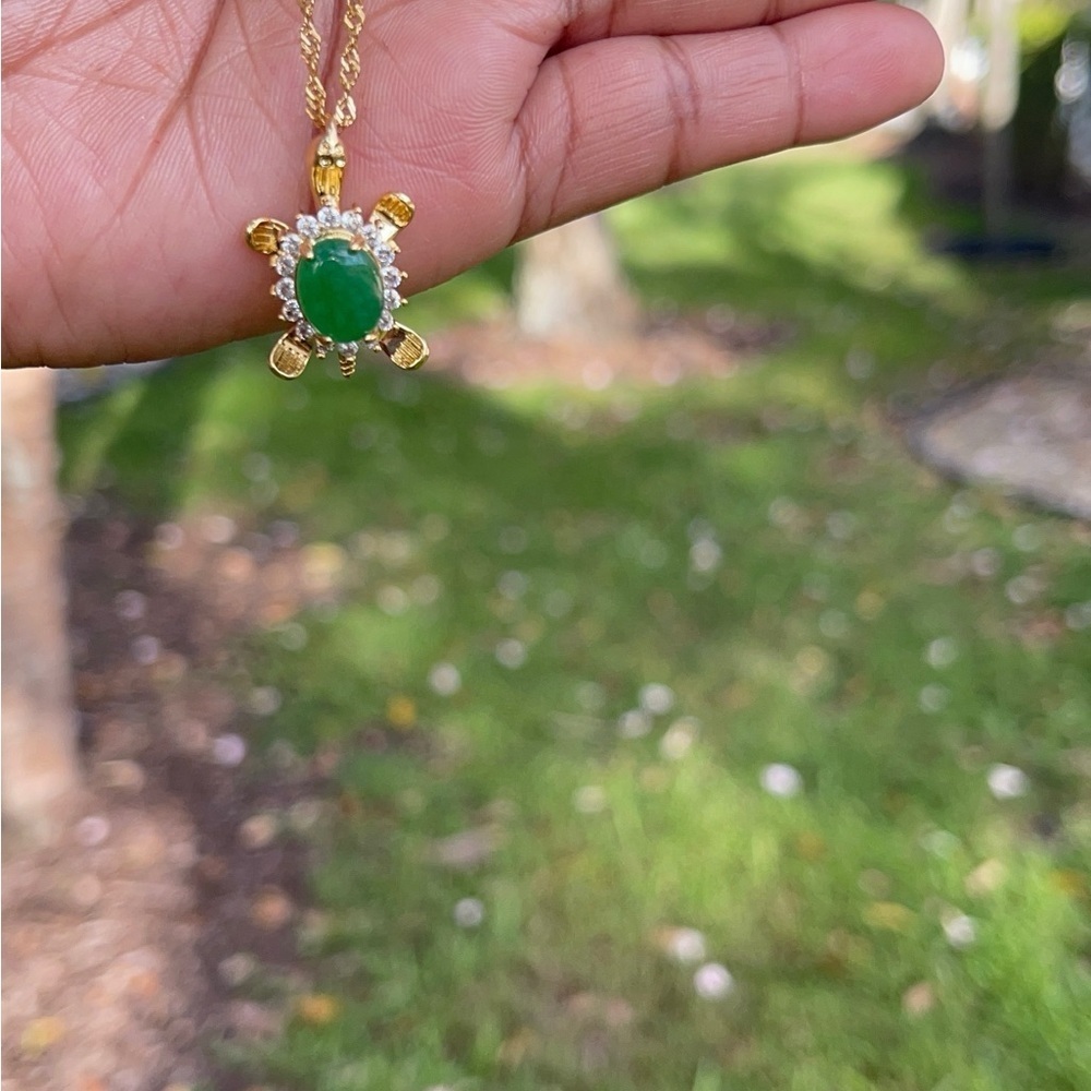 Gold Turtle Pendant Necklace - Picture 3 of 3